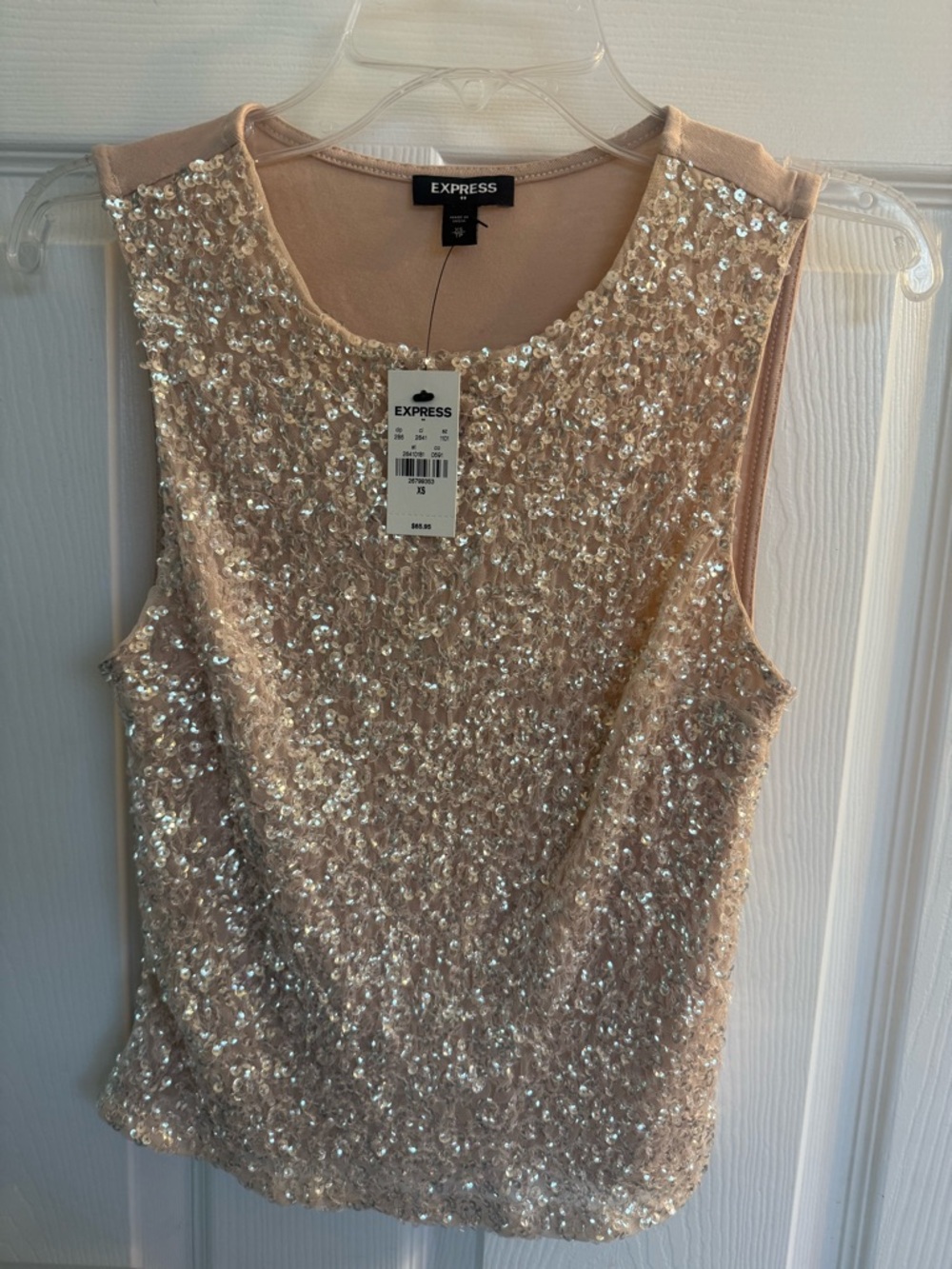 Express Nude Blush Sequin Sleeveless Top